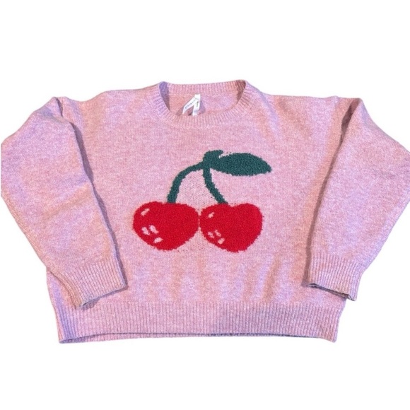 Dreamers Sweaters - Dreamers Cherry Pattern Pink Sweater